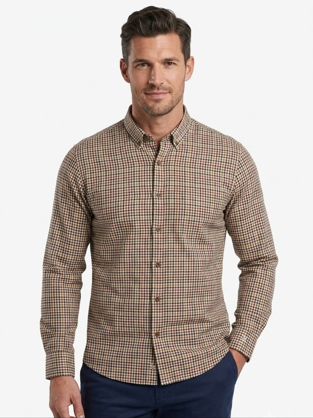 Cutter & Buck Men's Multi-Color Check Button-Down Shirt 2XT